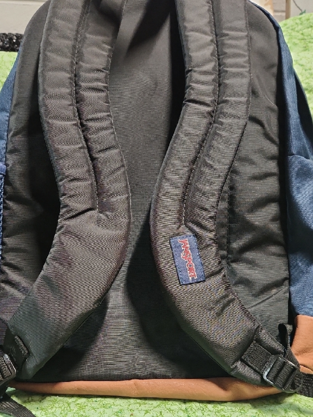 Jansport Navy Blue Backpack with Tan Base - Picture 2 of 8